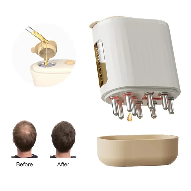 Applicatore per cuoio capelluto a microcorrente Pettine liquido Pettine per massaggio Olio essenziale Guida liquida Massaggiatore per cuoio capelluto Terapia della luce rossa