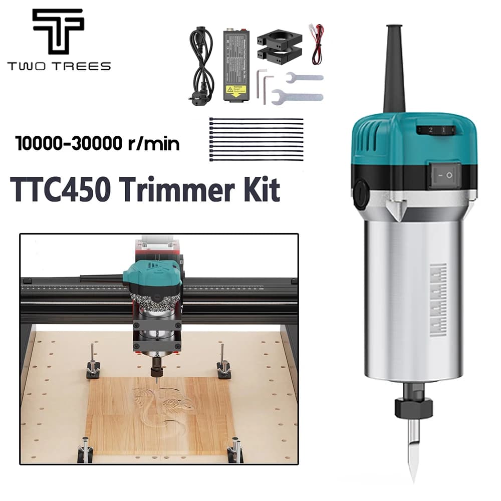 TWOTREES TTC 450 Trimmer Kit 800W Trimmer for wood Router Spindle for TTC450 Wood Router Engraver Compact router tool with case