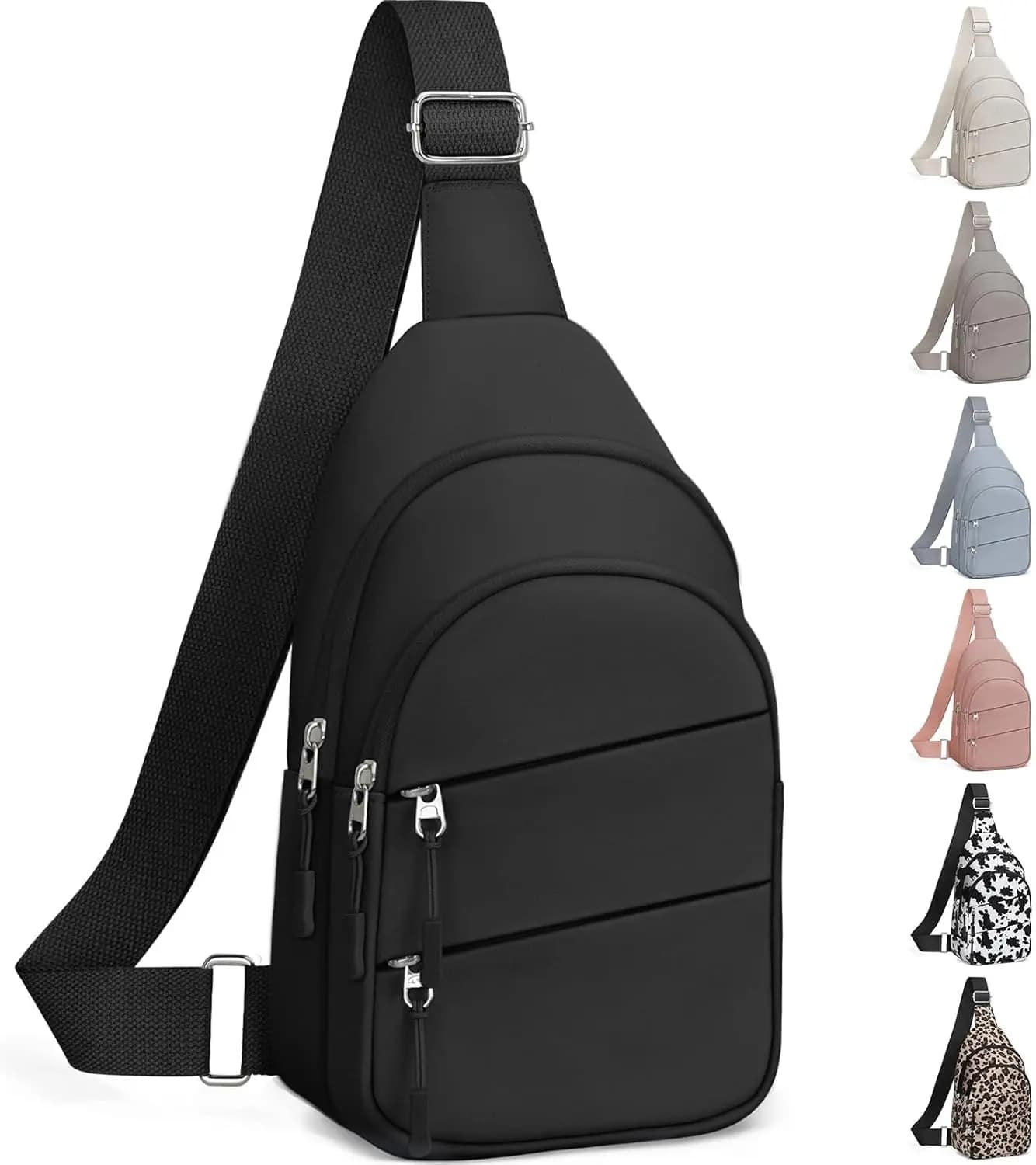 Borse a tracolla da donna, borsa a tracolla da uomo, piccolo zaino da trekking antifurto leggero per viaggi all'aperto (M, Nero)