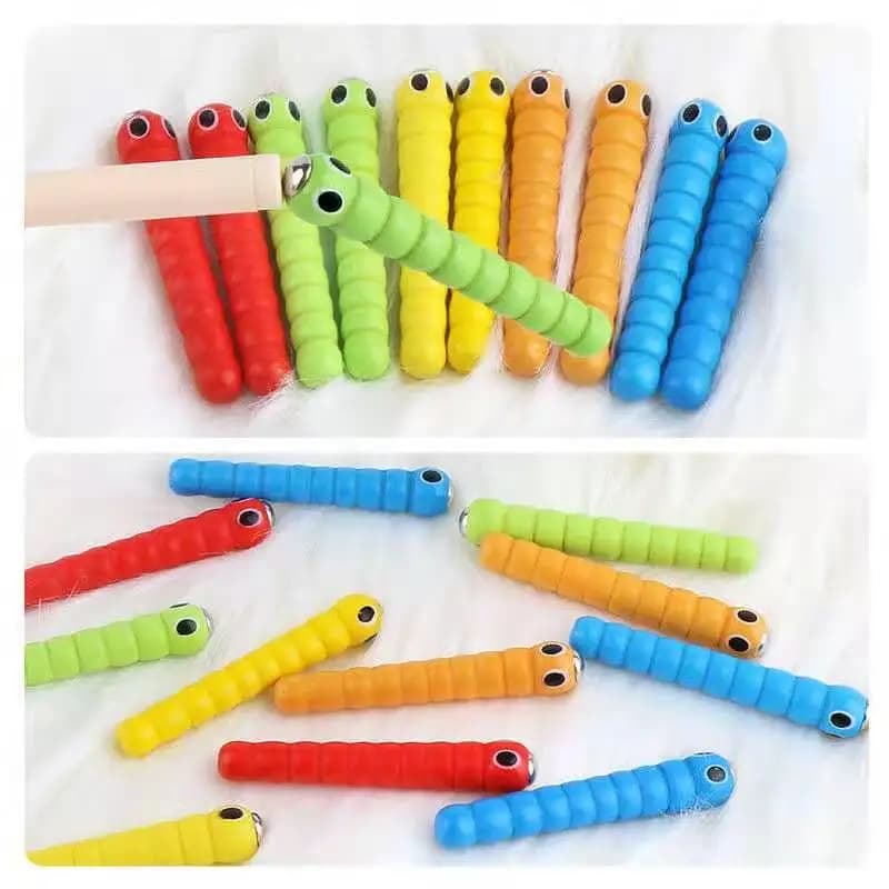 Giocattoli educativi Montessori in legno bacchetta vermi per cattura verme gioco fragola presa bambino giocattoli per bambini in legno accessori