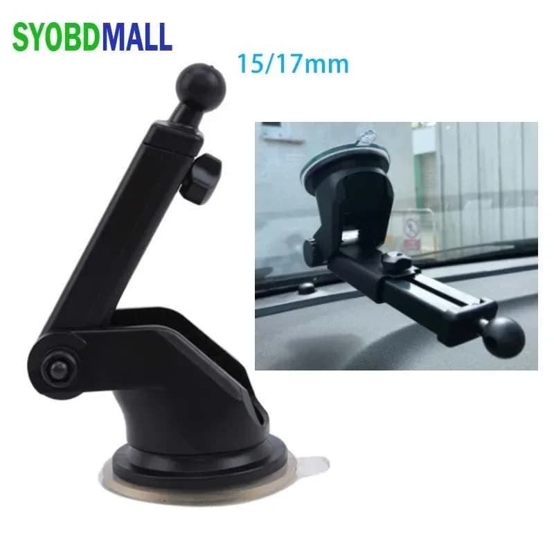 Multi-funzione 17/15mm Testa a sfera Asta lunga Ventosa in silicone Supporto per telefono per auto Supporto per cellulare di navigazione retrattile