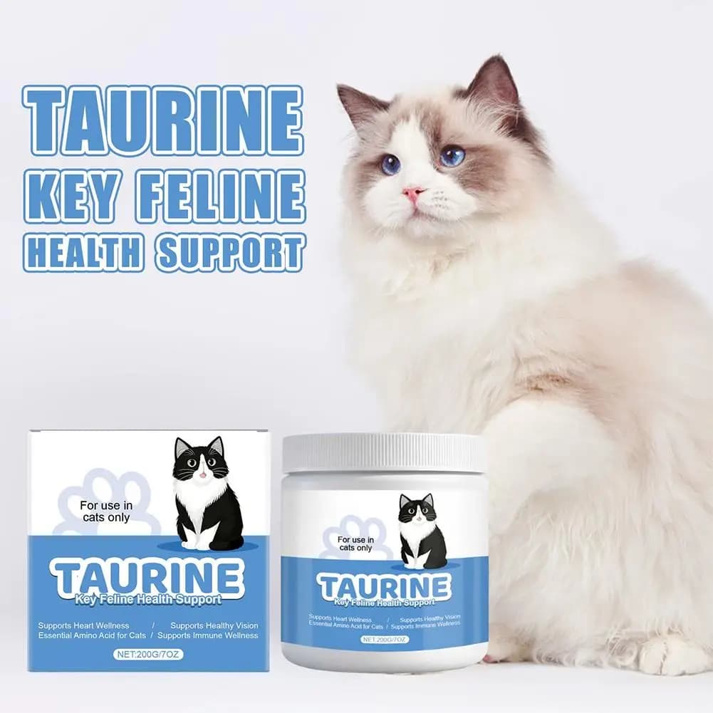 Integratore in Polvere di Taurina per Gatti, Supporto per la Salute degli Occhi e del Cuore, Nutrizione Essenziale per Felini, Vitamine Naturali per Gattini e Gatti Adulti