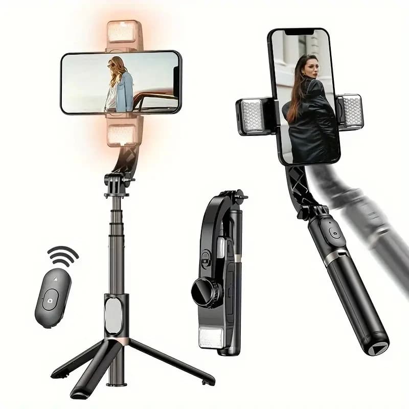 Mini treppiede pieghevole Bluetooth wireless per selfie stick mobile per cellulare con telecomando otturatore luce di riempimento per Ios Android