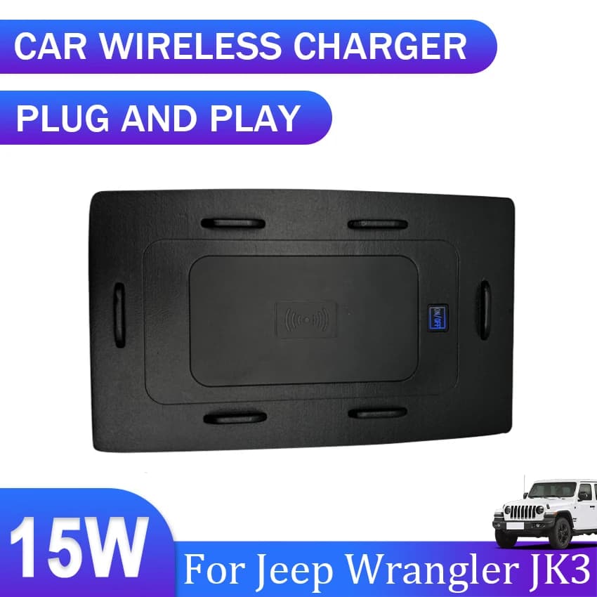 15 W Car Wireless Charger for Jeep Wrangler JK3 2013-2017 Special Interior Accessories for Cell Phone Quick Charging Panel