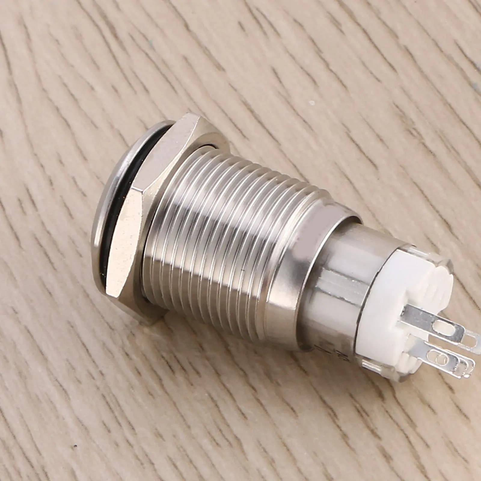 16Mm Dc12V White Ring Led Metal Push Button Switch Waterproof Ip65 Self-Locking For Car Relay Horn Starter Circuit Control