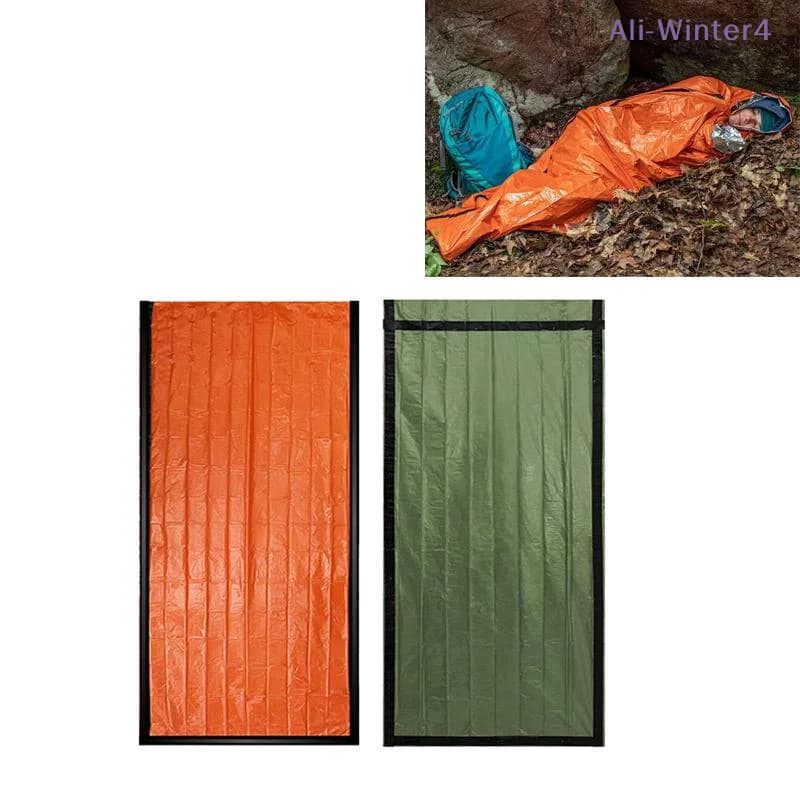 【Winter4】Sacco a pelo di emergenza per esterni, impermeabile, antivento, coperta di sopravvivenza, sacco a pelo termico in pellicola di alluminio per il campeggio