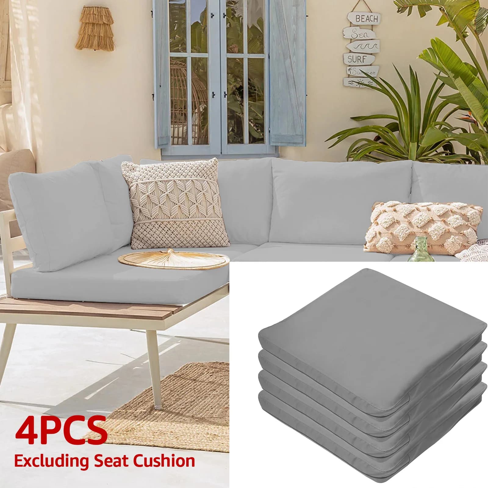 4 pcs patio cushion lining 24 × 24 inch seat cushion lining waterproof sofa protection elastic spare cushion outdoor minimalist