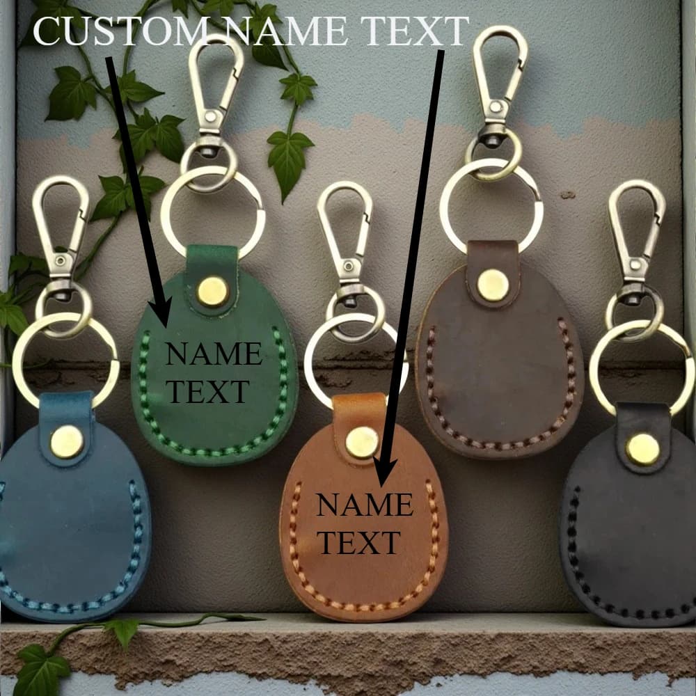 Luxury Keychain in True Leather Full Flower with Weaving Door, Round Keyring in Drop, Key Case, Pendant in True Leather, Gift