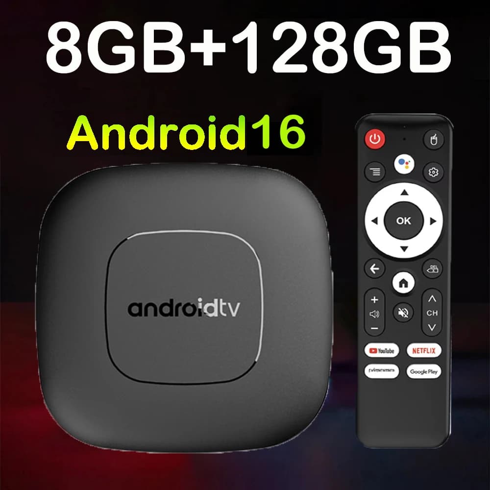 Smart TV Box T1 8K Android 16 TV Box Voice Remote H313 Set Top Box Bluetooth 6.0 4K Netflix 4GB 8GB 32GB 64GB 128GB Set Top Box