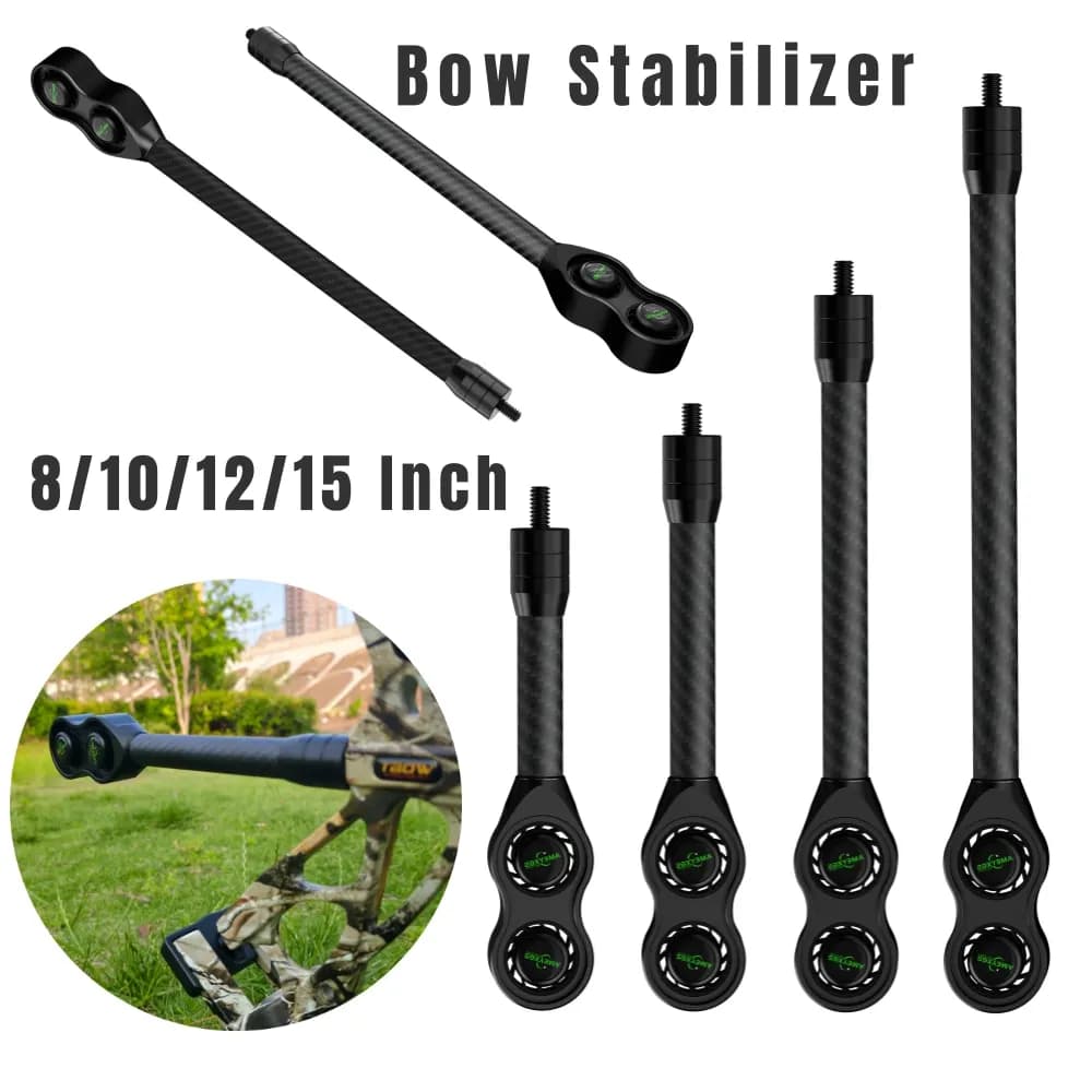 8/10/12/15 Inch Archery Balance Bar Compound Bow Carbon Stabilizer Shock Absorption Damper Target Shooting Outdoor Hunting