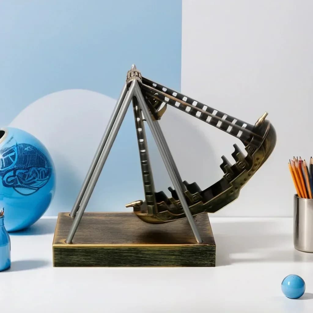 2026 Unique Office Desktop Decor Pirate Ship Shape Perpetual Motion Ornaments Creative Magnetic Chaotic Pendulum