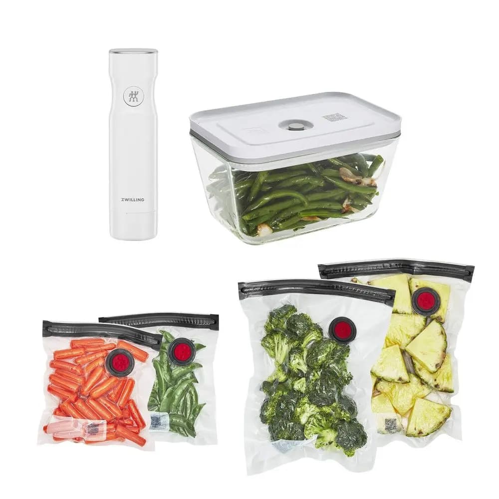 Set iniziale Fresh amp Save per macchina sottovuoto con contenitori ermetici in vetro per alimenti, sacchetti per sous vide, preparazione pasti