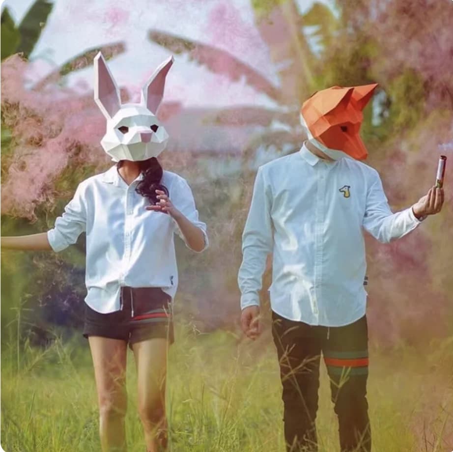3D Paper Model Wearable Mask Rabbit Animal Cosplay DIY Papercraft Origami Headgear Christmas Halloween Prom Party Girls Gift
