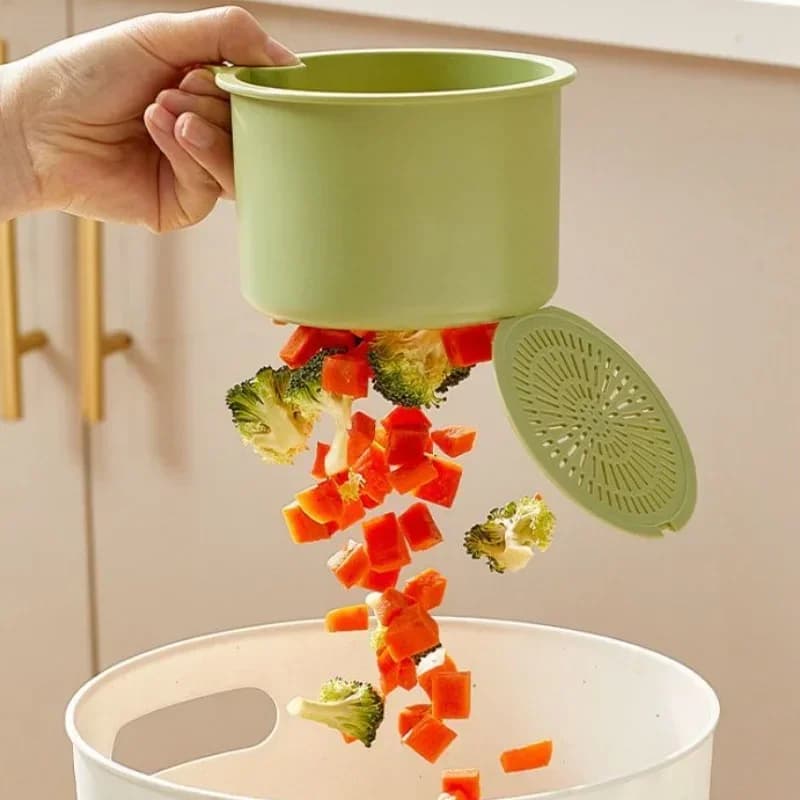 Kitchen Sink Drain Basket Compactor Automatic Dumping Hanging Basket Faucet Bracket Adjustable Kitchen Waste Collection Sponge