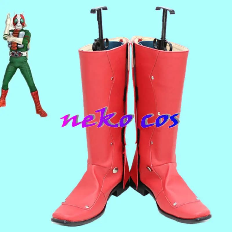 nekocos Rider V3 Anime Costume Cosplay scarpe rosse stivali