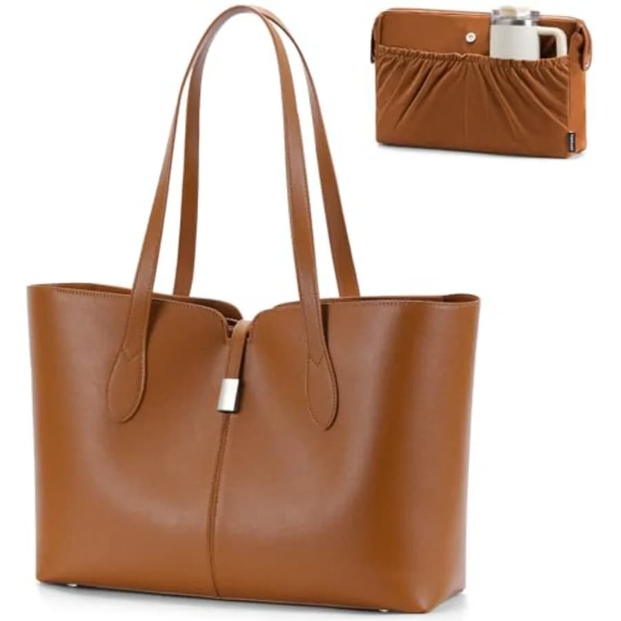 TOPEAST Borsa tote per laptop da donna con custodia per laptop rimovibile, leggera, da 15,6 pollici, borsa a tracolla da lavoro, borsa per computer in pelle