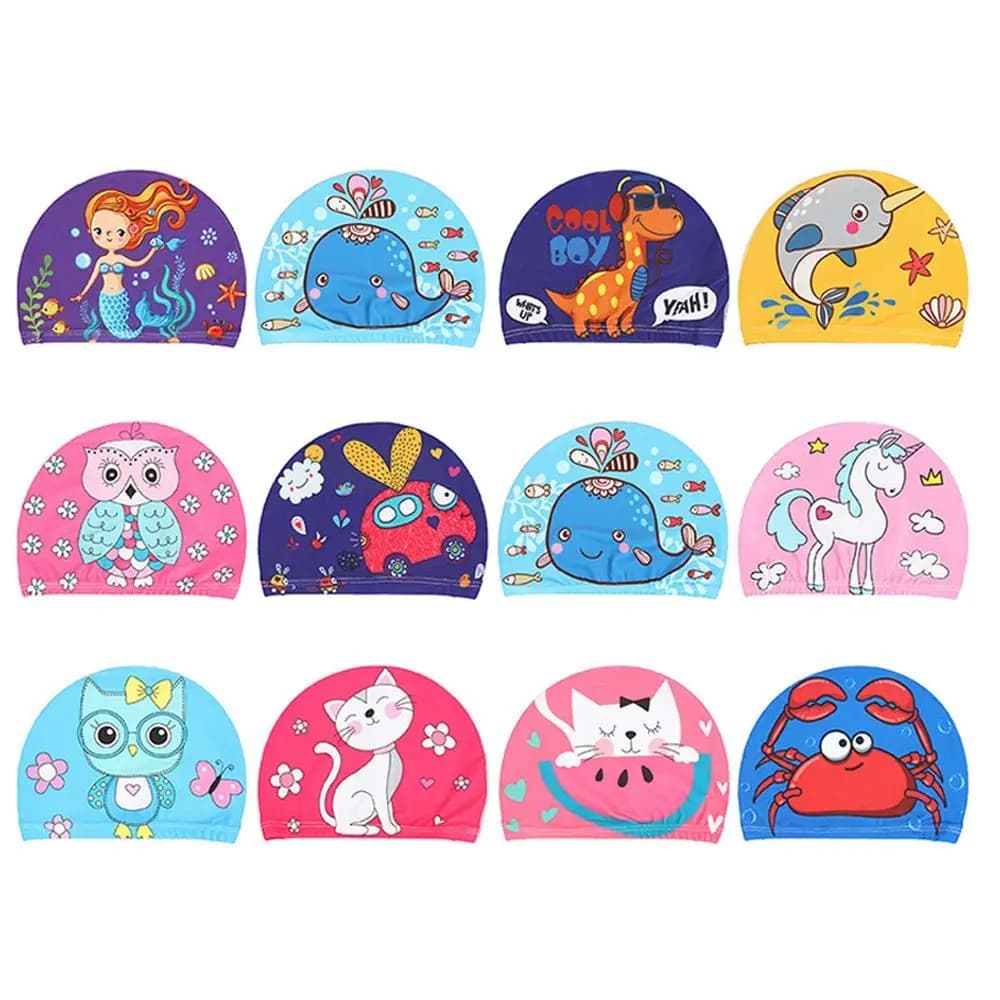 Breathable sports accessory for children with animals Comfortable protective cap for ears Swimming accessories Pool cap for children