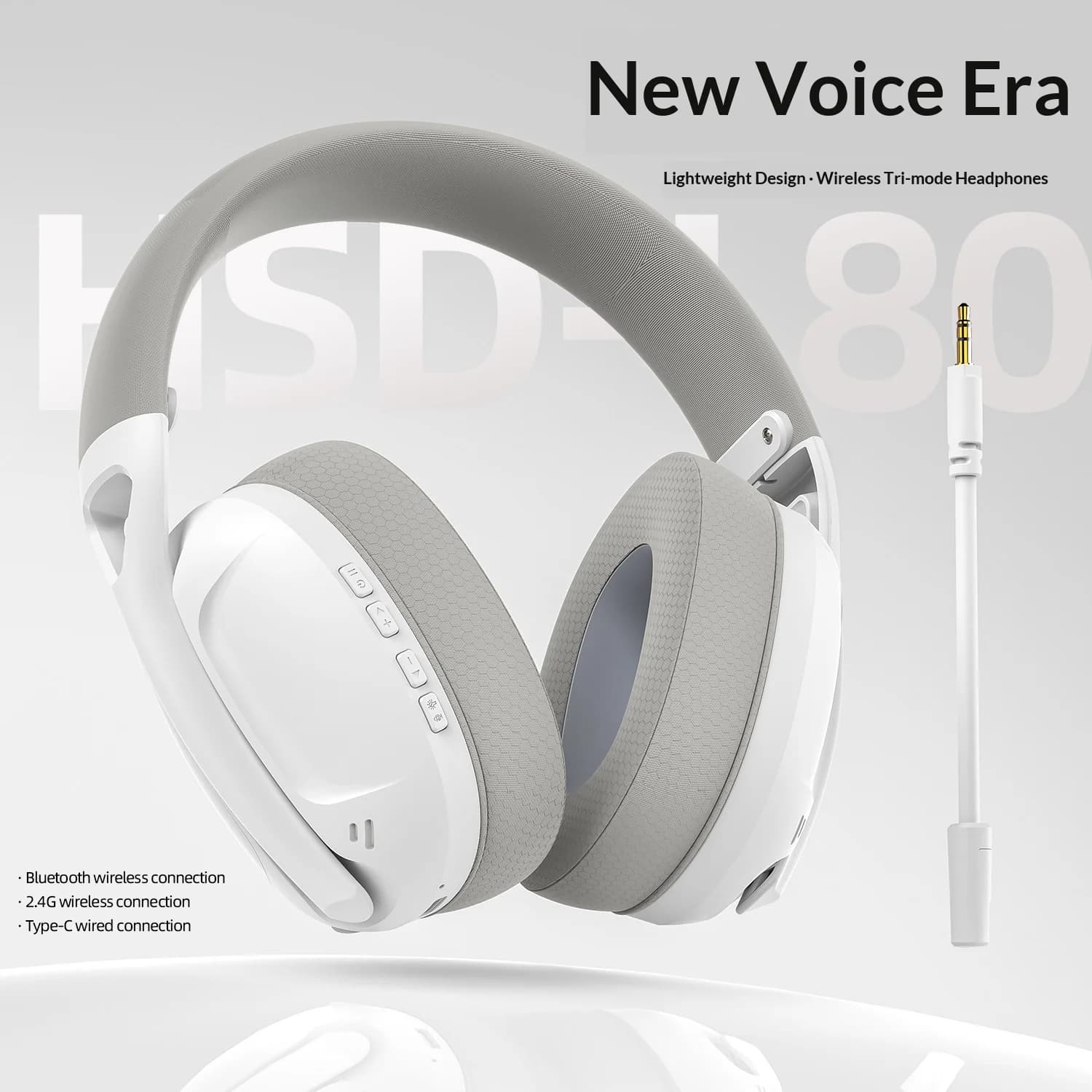 L80 Wireless Gaming Headset, 40mm Driver 3D Surround Sound, 185g Lightweight, 50H Battery, 2.4G/BT/USB-C for PC PS5 Switch