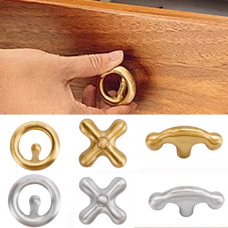 Maniglie per Mobili in Ottone Anticato e Alluminio, Maniglie per Porte e Cassetti, Design Vintage di Lusso Creativo in Oro e Argento
