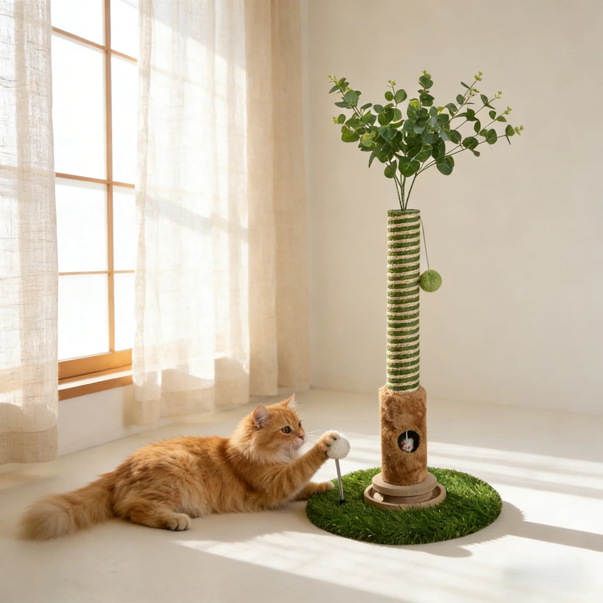 Tiragraffi per Gatti in Sisal Shengze, Moderno e Minimalista, Salvaspazio Verticale 90cm, per Interni Soggiorno