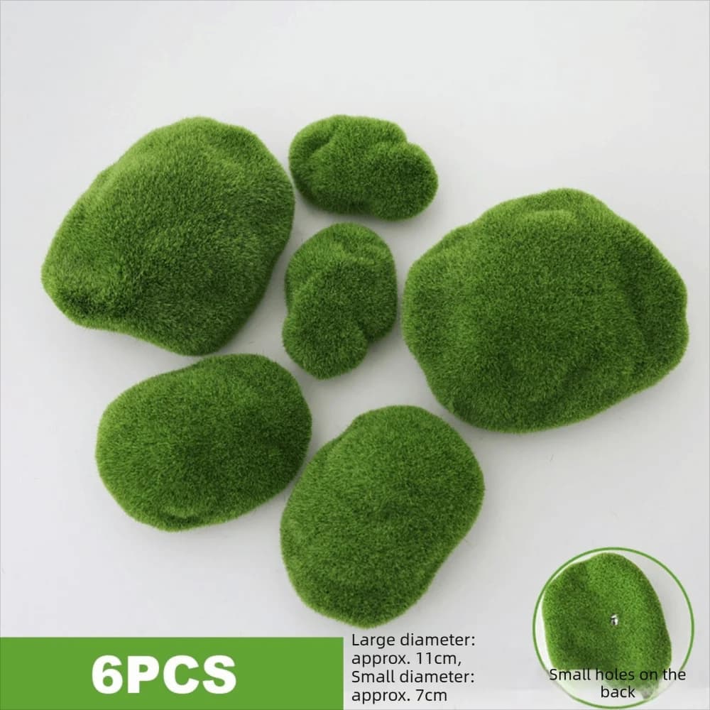 2/4/6/10PCS Green Artificial Moss Rocks Micro Landscape Flocking Foam Mini Moss Stone Scene Model Ecosystem Aquarium