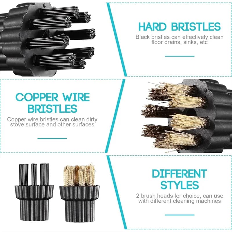 -ESTR Set di testine per spazzole per scopa a vapore da 24 pezzi, spazzola per capelli M8 Spazzola metallica in acciaio inossidabile per una pulizia versatile