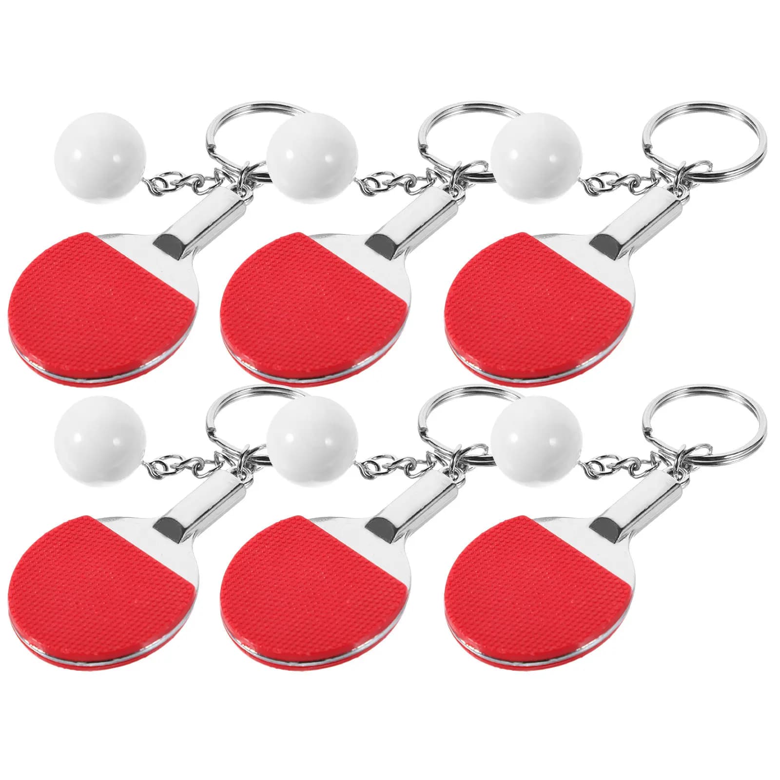 6 Pezzi Portachiavi Leggeri a Forma di Pallina da Ping Pong, Piccoli Ciondoli Sportivi Decorativi per Chiavi, Borse, Souvenir