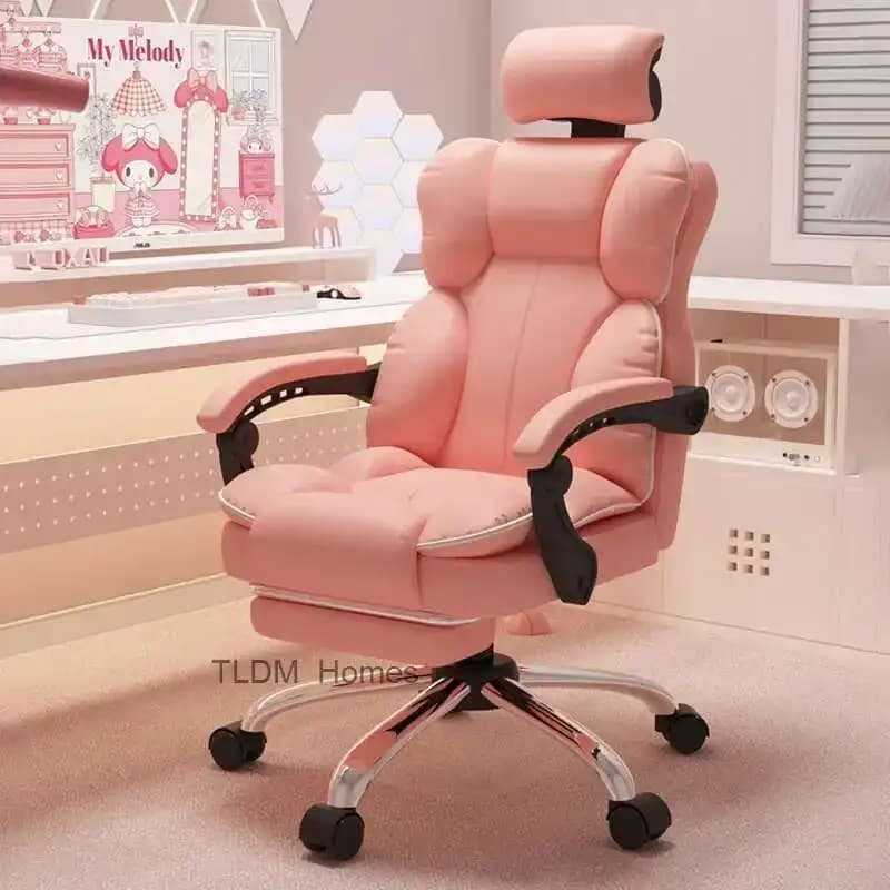 Cuscino per schienale per sedia da ufficio Kawaii estetico a basso prezzo Mobili per ufficio per sedia da gioco per ragazze di lusso bianca