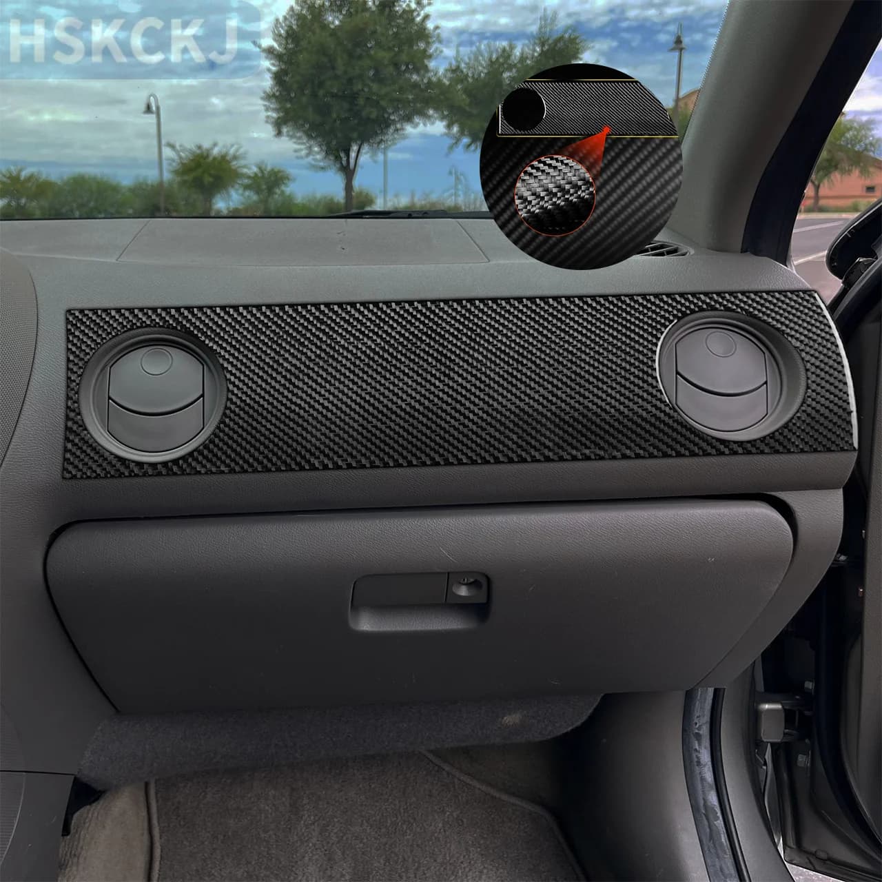 For Acura RSX 2002-2006 Black Carbon Fiber Sticker for Copilot Housing Panel, Interior Decorative Car Accessories