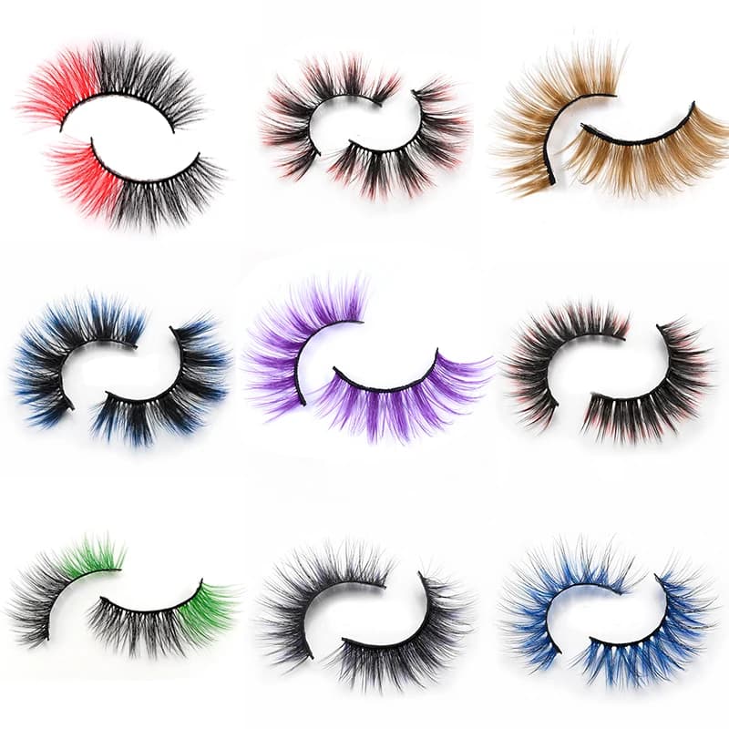 Ciglia colorate Ombre in visone finto 3D per bambola Ciglia artificiali color arcobaleno Ciglia finte sfuse per trucco cosplay
