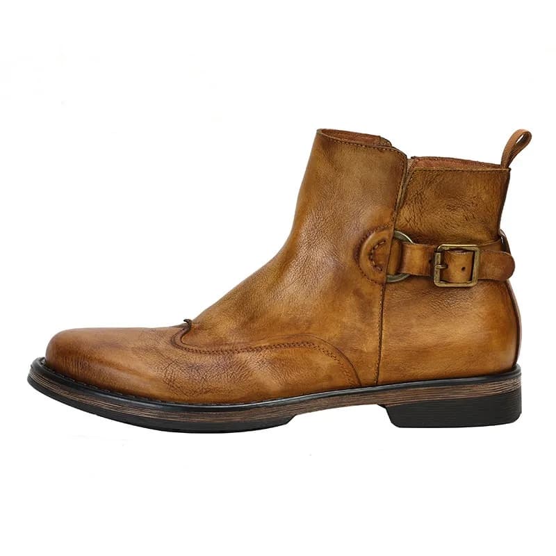 Stivali Chelsea di Lusso da Uomo, Scarpe in Vera Pelle, Punta Affusolata, Suola Spessa, Stivaletti Casual da Lavoro
