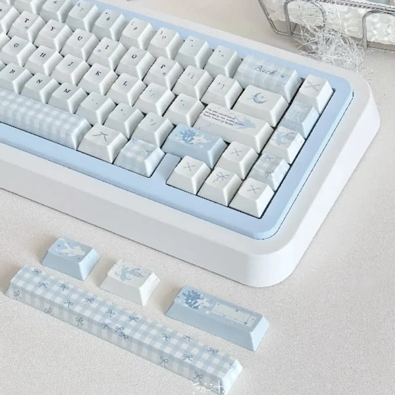 Set di Tasti a Tema Pesci Nuotanti, Keycaps Personalizzati in PBT con Profilo Cherry per Tastiera Meccanica, Accessori Creativi