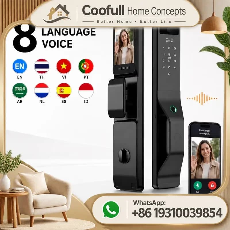 3D Face Recognition Smart Door Lock Tuya WiFi Automatic Digital Lock With Visual Intercom For Home Security