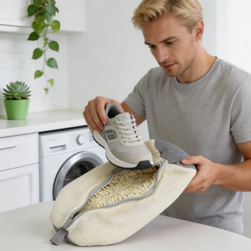 Set di 4 Sacche Resistenti per Lavaggio Scarpe con Spazzola, Sacche Premium per Lavaggio in Lavatrice per Tutti i Tipi di Scarpe, Ideali per Sneakers