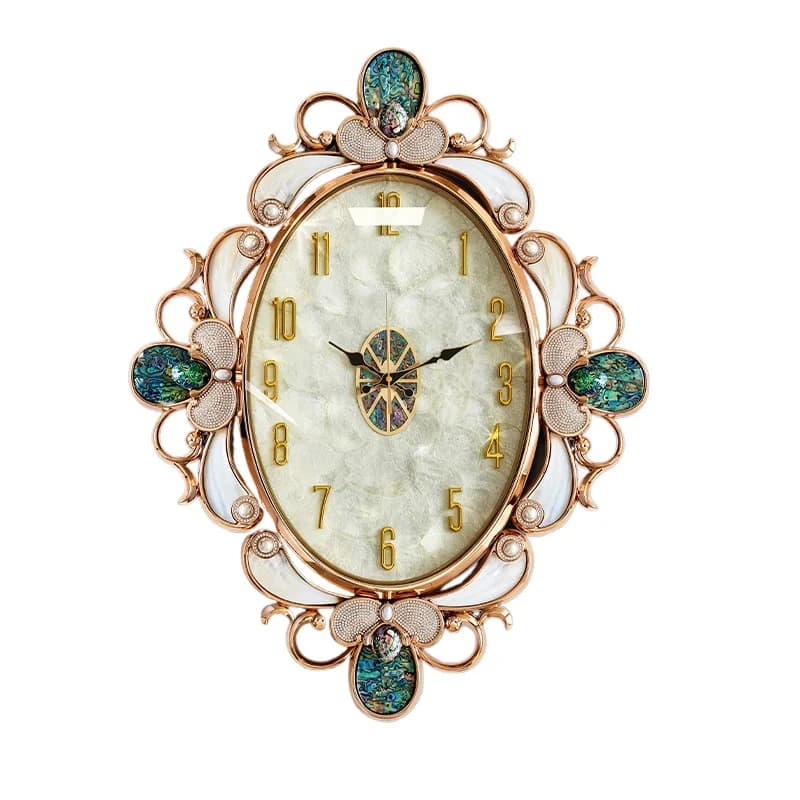 Large silent quartz wall clock, living room dining room shell clock