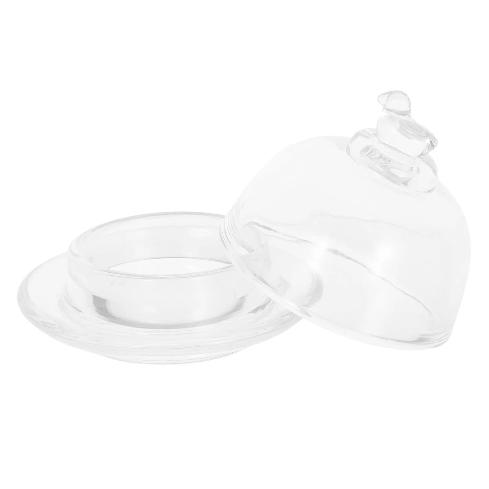 Small Round Transparent Glass Ink Dish with Dome Lid for Sumi Ink Mixing Storage Calligraphy Brush Fountain Pen Water Stamp Pad
