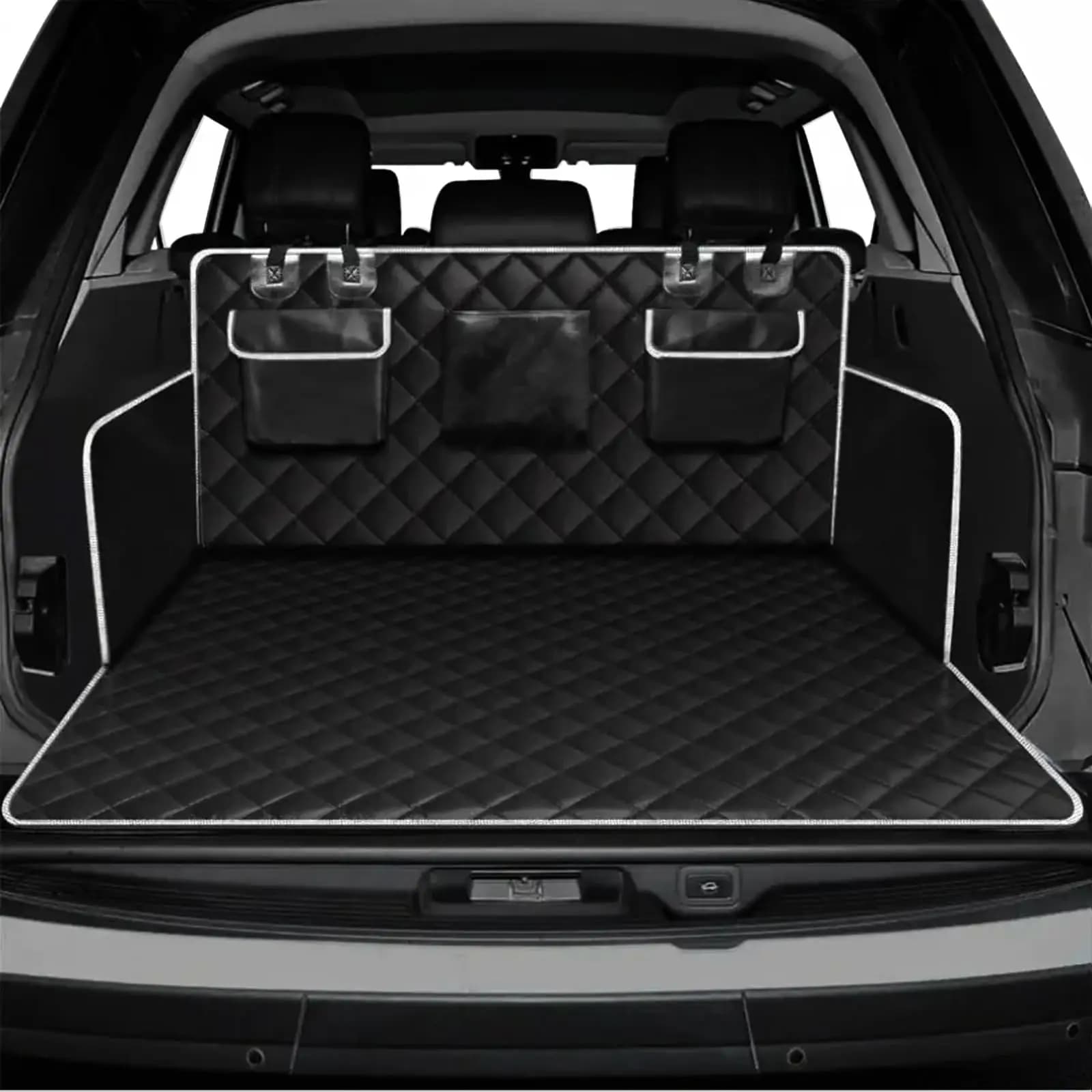 Secure Non-Slip Car Boot Protector Black Oxford Fabric Dog Car Boot Liner with High Edges Universal Fit for Estates SUVs Trucks