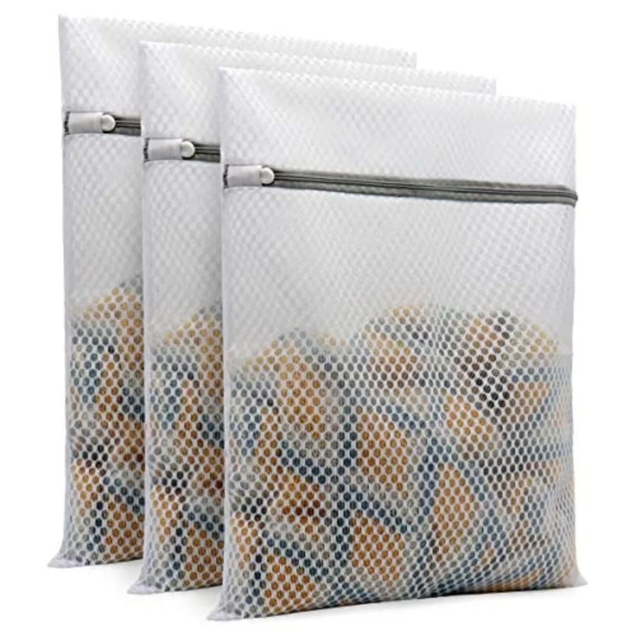 3Pcs Durable Honeycomb Mesh Laundry Bags for Delicates 12x16 Inches 3 Medium