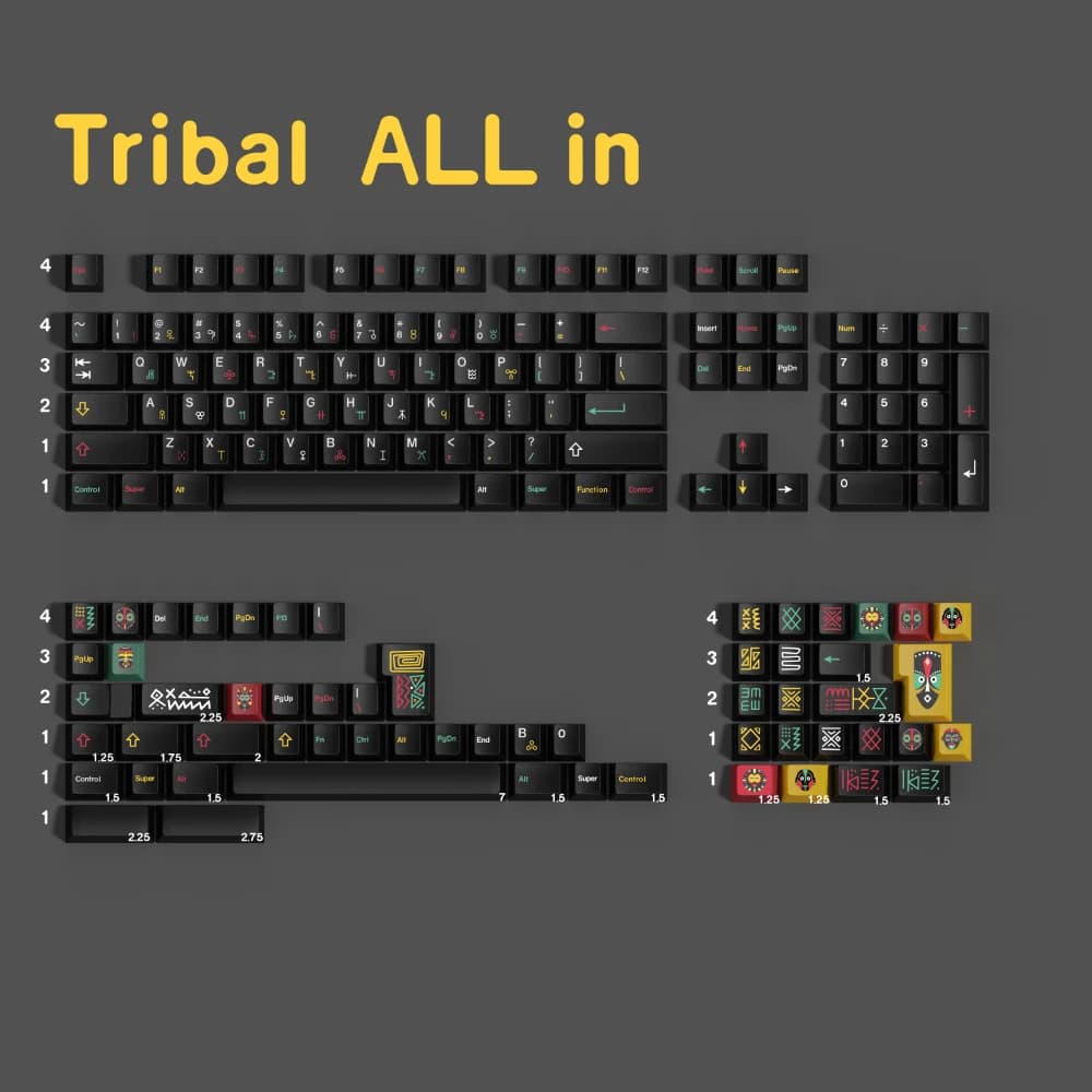 PBT GMK Tribal Keycaps Cherry Profilo Sublimazione della tintura GMK Clone Keycap per tastiera meccanica MX Barra spaziatrice divisa 2.25u 2.75u ISO