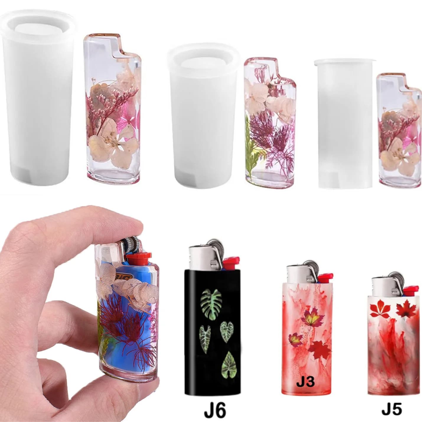 Stampo in resina siliconica per custodia protettiva per accendino fai da te, stampo in resina epossidica per accessori J3/J5/J6