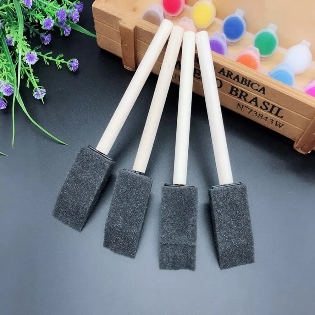 10Pack Sponge Paint Brush Set Wood Handle 2 Inch Absorbent Polyurethane for Acrylic Stains Varnishes Crafts Art Glue Use