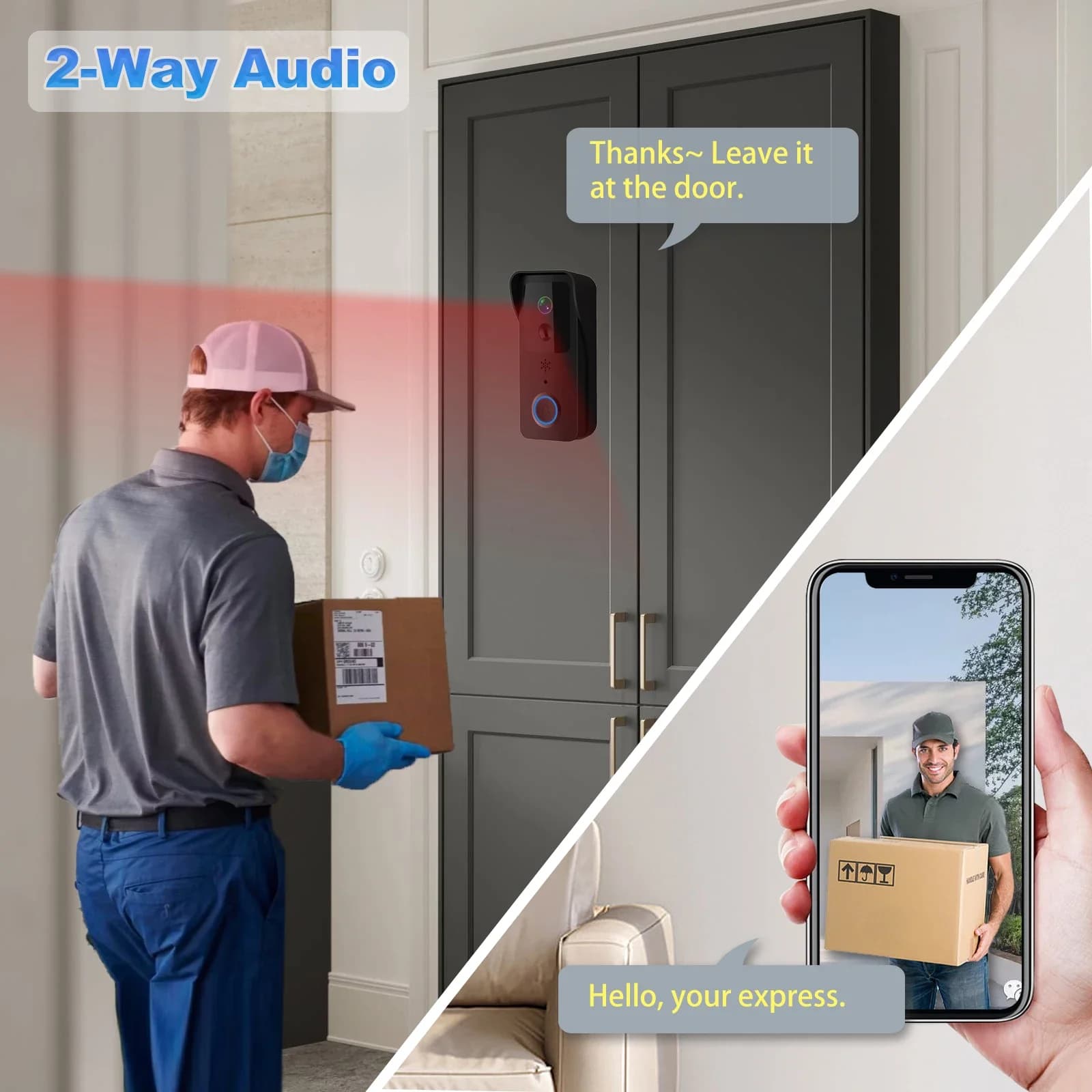 Campanello Wireless Tuya 5G 2.4G WiFi 1080P Videocitofono Impermeabile Telecamera per Porta Sicurezza Domestica Intelligente Campanello Wireless da Esterno