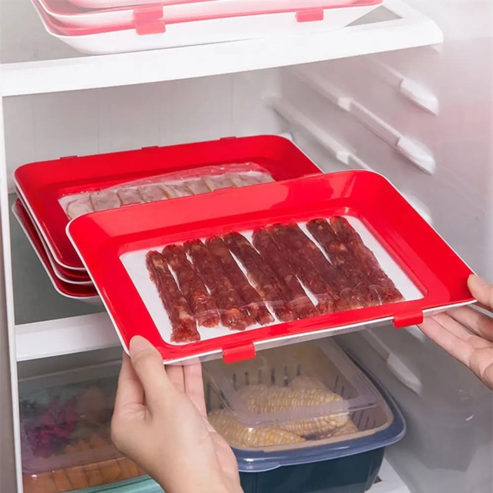 Vassoio creativo per la conservazione degli alimenti 30 * 21 cm Contenitore riutilizzabile per la conservazione degli alimenti freschi Contenitori impilabili per la preparazione dei pasti in plastica senza BPA