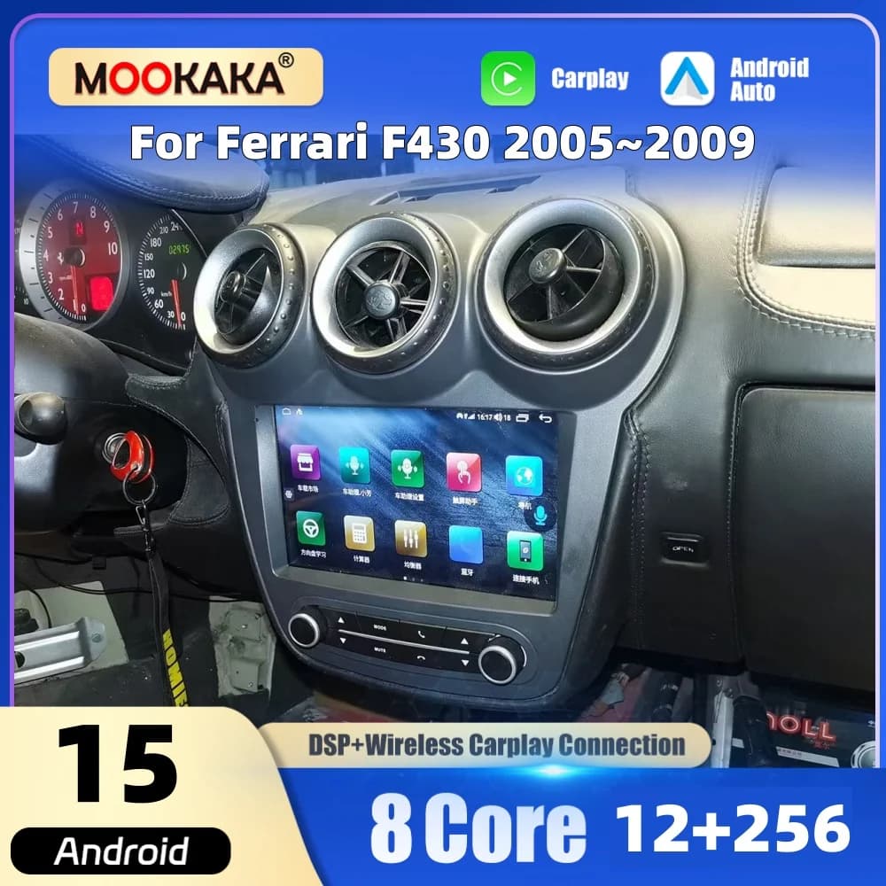 256GB For Ferrari F430 2005-2009 Android 15 Wireless Carplay Multimedia Player GPS Navigation Auto Audio Stereo Radio Head Unit