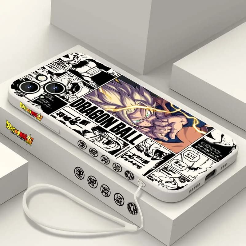 Custodia per telefono Dragon Ball Art Comics per Apple iPhone 17 Air 16 16e 15 14 13 12 11 XS Pro Max Plus con cordino liquido e laccetto