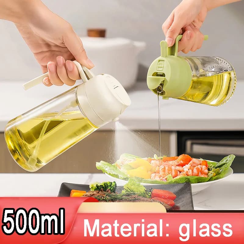 Glass Oil Spray Bottle Kitchen Oil Spray for Cooking Anti-leakage Olive Oil Storage Bottle for BBQ Salad Steak Kitchen Supplies