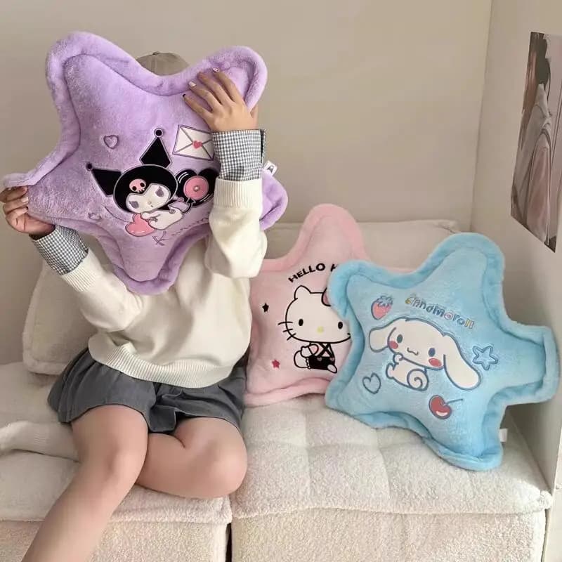 Anime Cartoon Sanrio Hello Kitty Kuromi Cinnamoroll Plush Pillow Autumn/winter Office Student Cushion Chair Pillow Gift for Girl