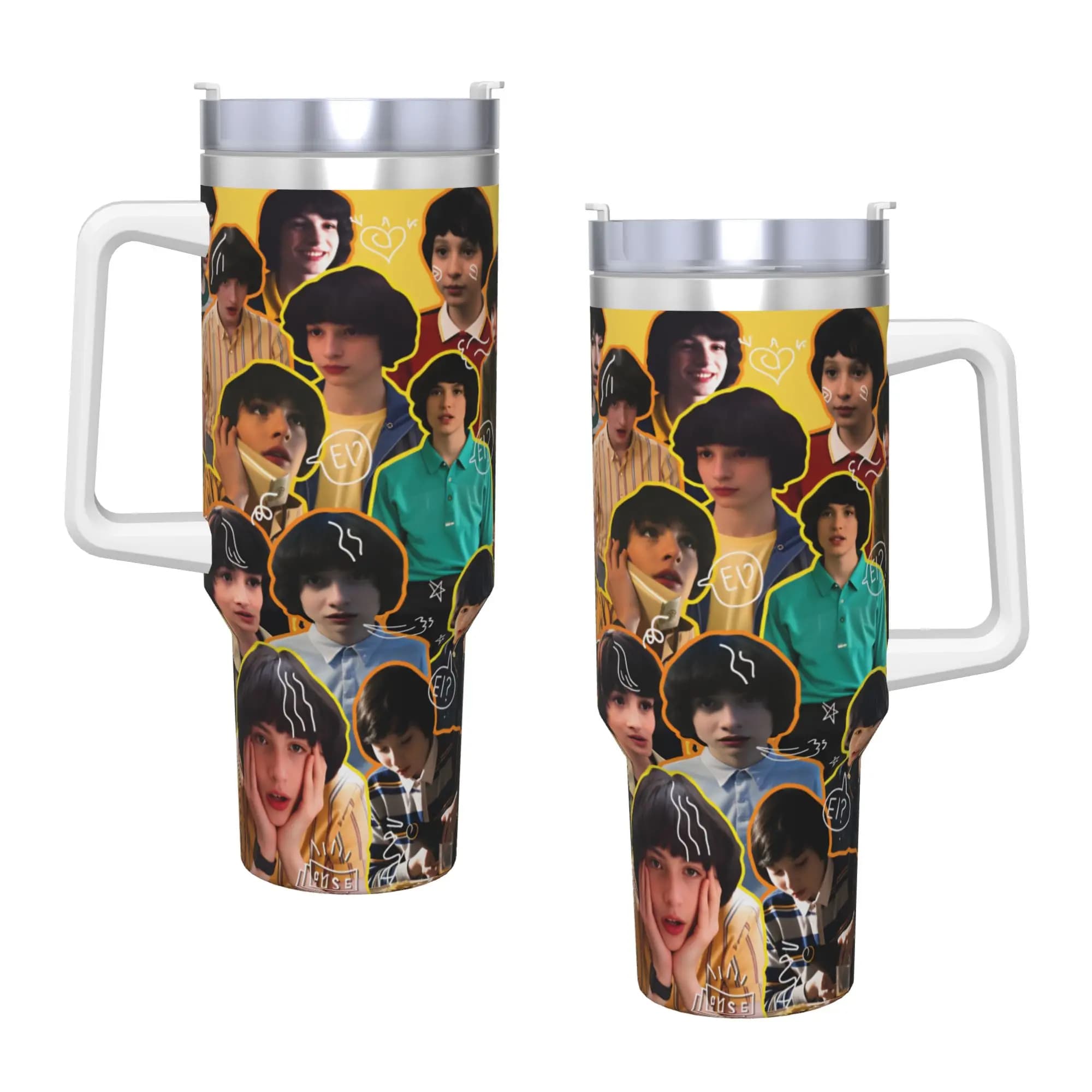 Tumbler in Acciaio Inossidabile Finn Wolfhard, Tazze Termiche Isolate per Bevande Calde, Tazze da Auto, Bottiglia d'Acqua Personalizzata da Viaggio