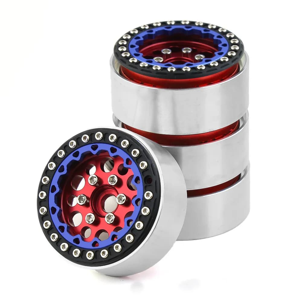 Set di 4 Cerchi in Metallo con Fori Rotondi 1.9 per Modellini Auto, Parti di Aggiornamento Universali per Auto RC 1:10, Compatibili con SCX10 TRX4 RC Crawler