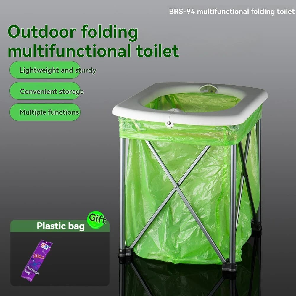 BRS-94 Portable Outdoor Camping Toilet Trash Can Durable, simple folding, light and compact,multiple functions. lt is a good env